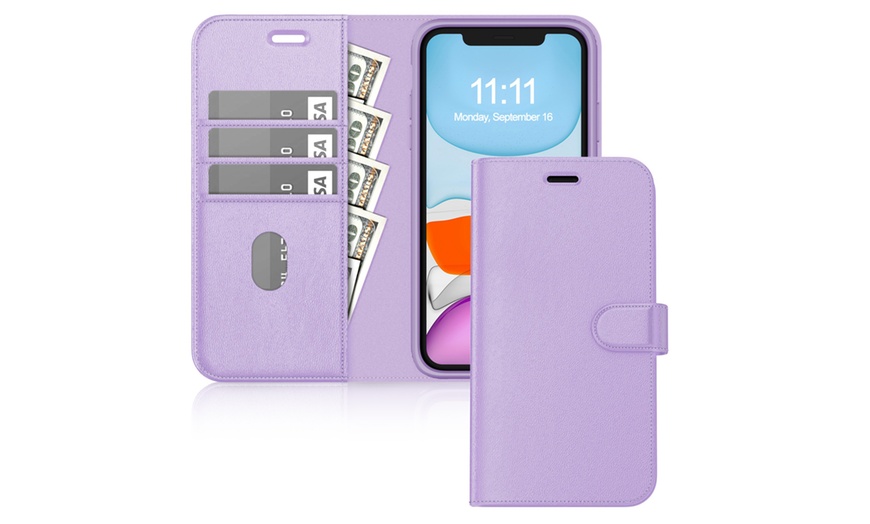 Image 13: Wallet Case for iPhone 11with Card Holder and Stand