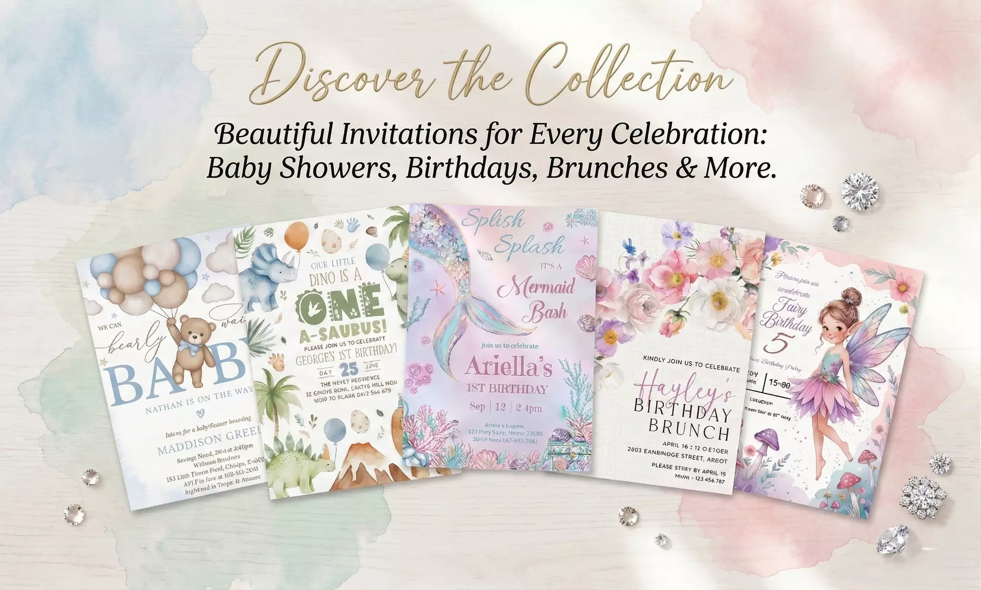 Custom Baby Birthday Invite – Digital 5x7 File in 9 Adorable Styles