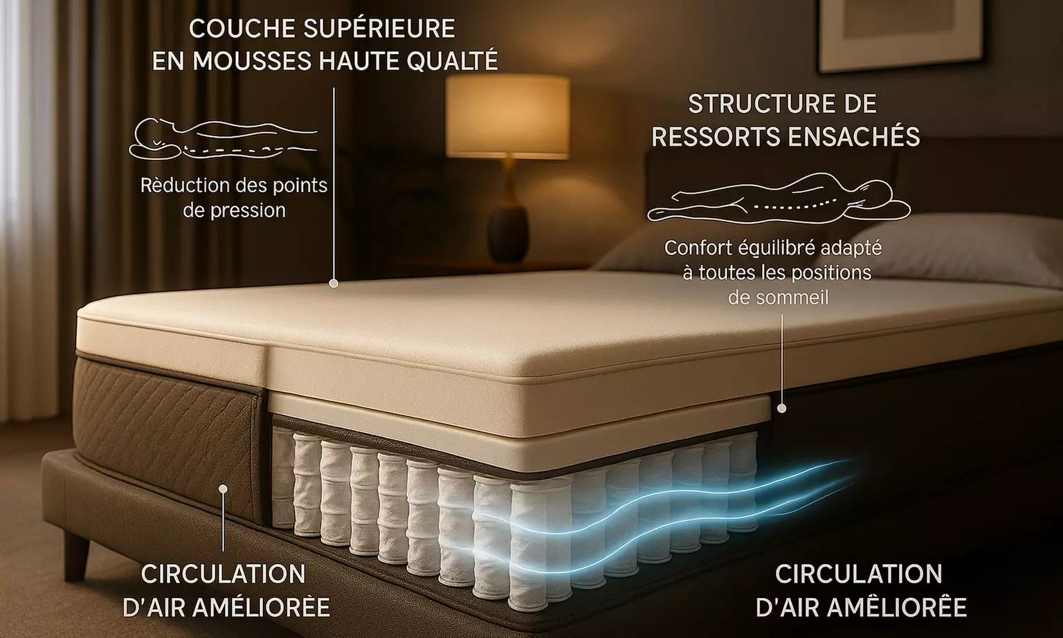 Matelas nuage à mémoire de forme et ressorts ensachés