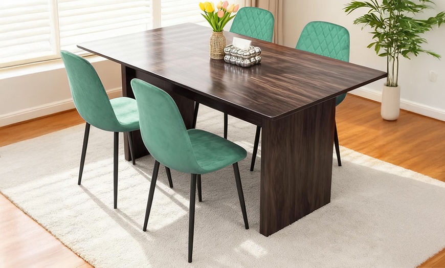 Image 6: Alivio Four-Piece Velvet Dining Chairs, Upholstered Curved Backrest