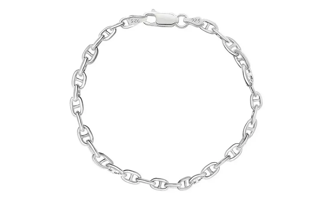 925 Sterling Silver 5.5MM Mariner Anchor Link Chain Necklace & Bracelet Italy