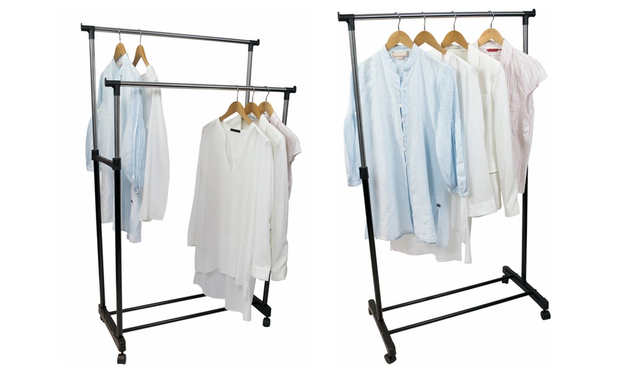 Image 1: Single or Double Clothing Rail