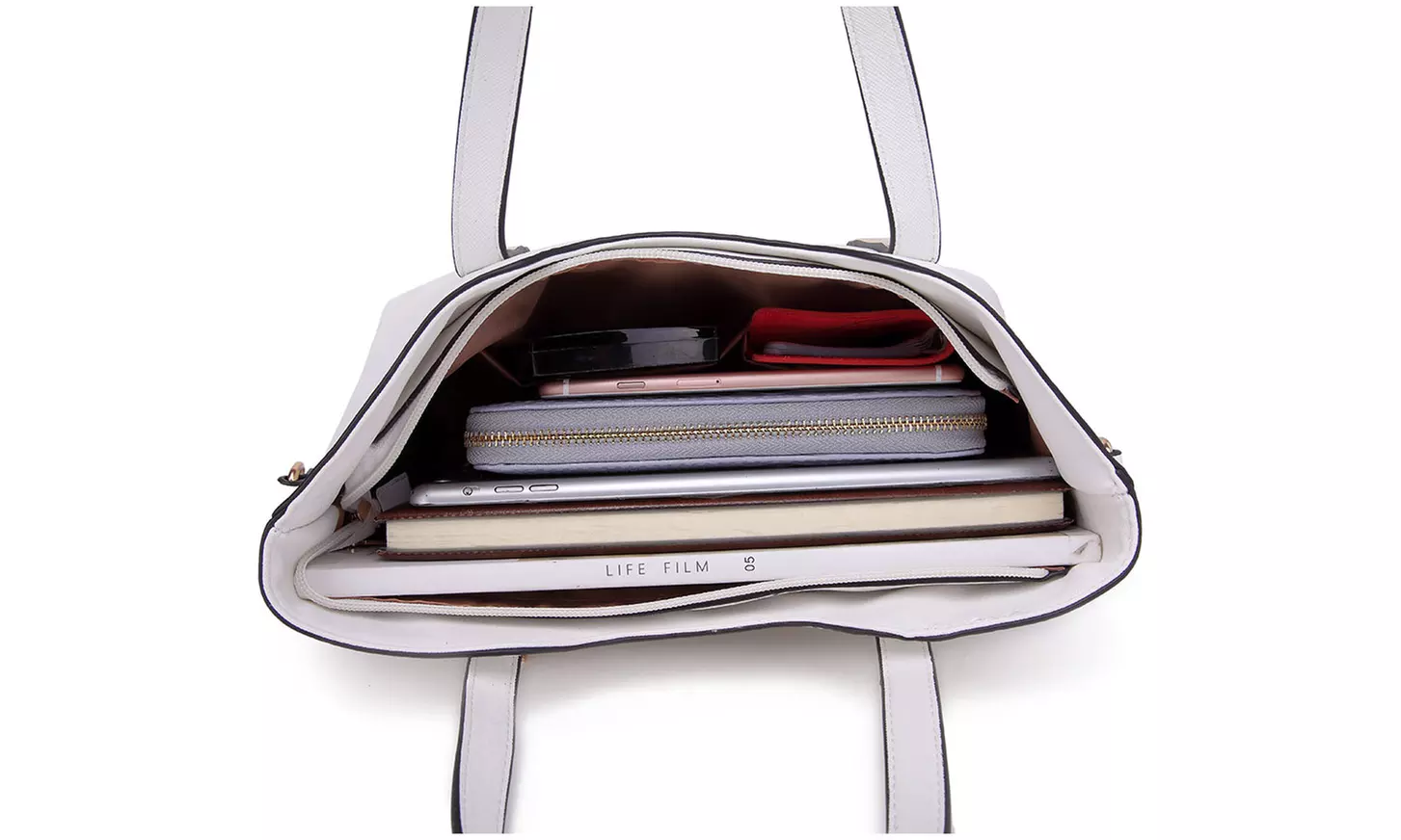 Damen-Handtasche und Geldbörse in Leder-Optik