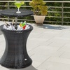 Image 1: Outsunny Rattan-Effect Ice Bucket Table