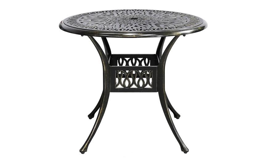 Image 29: Garden Outdoor Cast Aluminum Vintage Bistro Table 