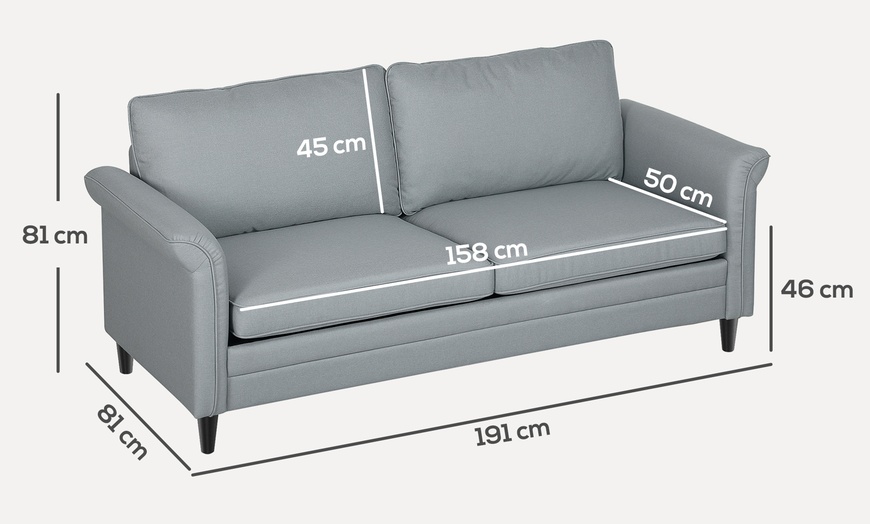 Image 7: HOMCOM Modern 3-Seater Sofa