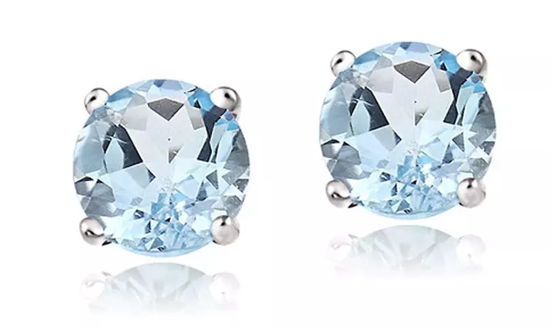Sterling Silver 2ct Blue Topaz 6mm Stud Earrings