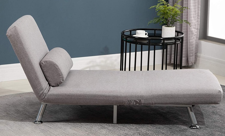 Image 13: HomCom Convertible Single Sleeper Chair Sofa Bed