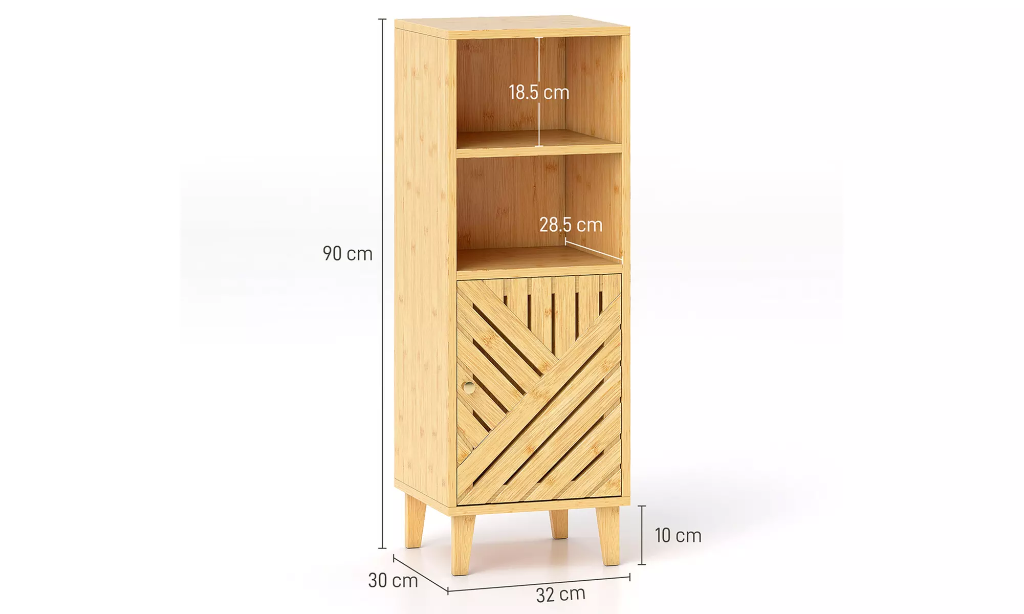 Homcom Bamboo Bathroom Under Sink Cabinet with Adjustable Shelf