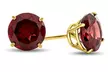 Paris Jewelry 10k Yellow Gold Plated Round 7mm Garnet Stud Earrings - Second Medium