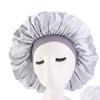 Image 4: Extra Large Long Hair Care Satin Bonnet Cap Night Sleep Hat Head Wrap Cover