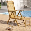 Image 2: Bamboo Foldable Adjustable Recliner Chair