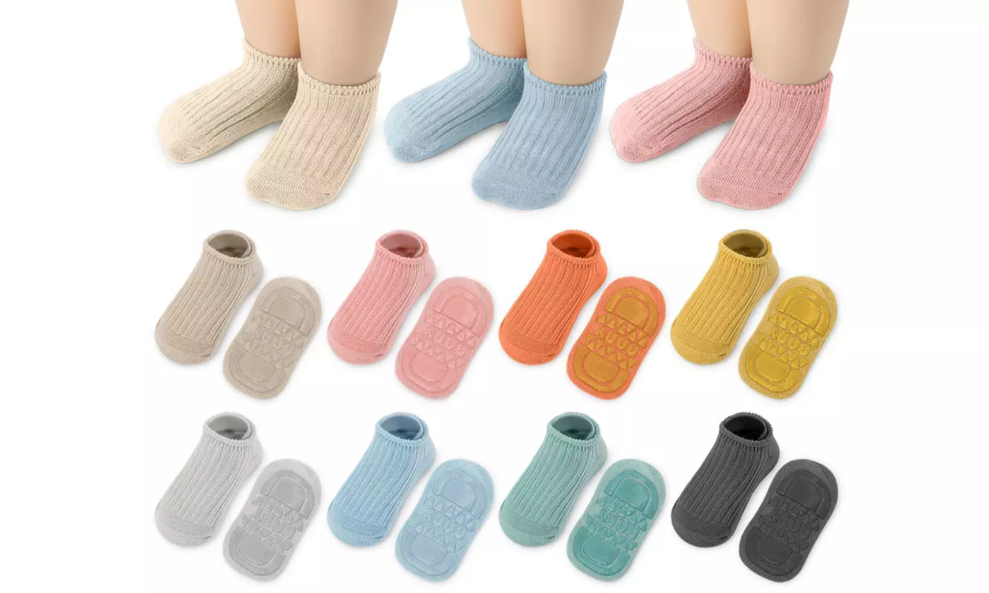 Toddler Baby Non Slip Socks 8 Pairs Infant Newborn Antiskid Socks with Grips