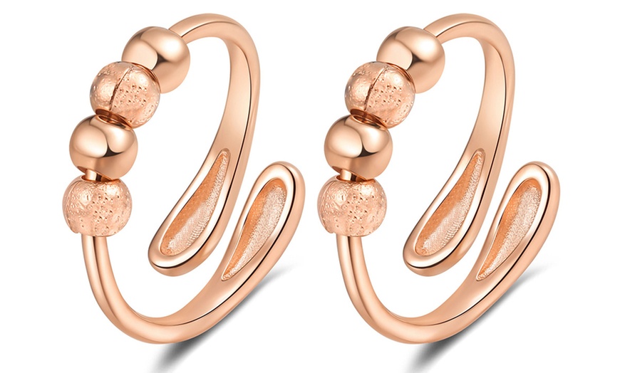 Image 11: 2x Elegante Spinner-Ringe mit drehbaren Perlen zur Entspannung