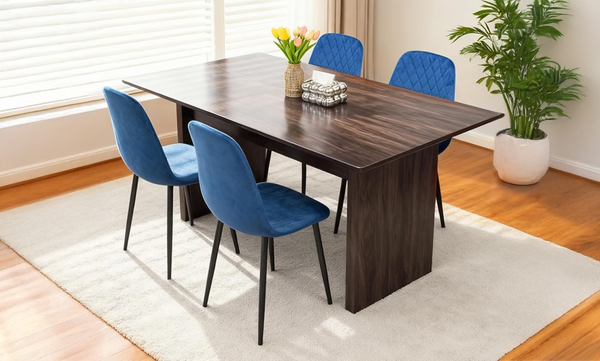 Image 3: Alivio Four-Piece Velvet Dining Chairs, Upholstered Curved Backrest