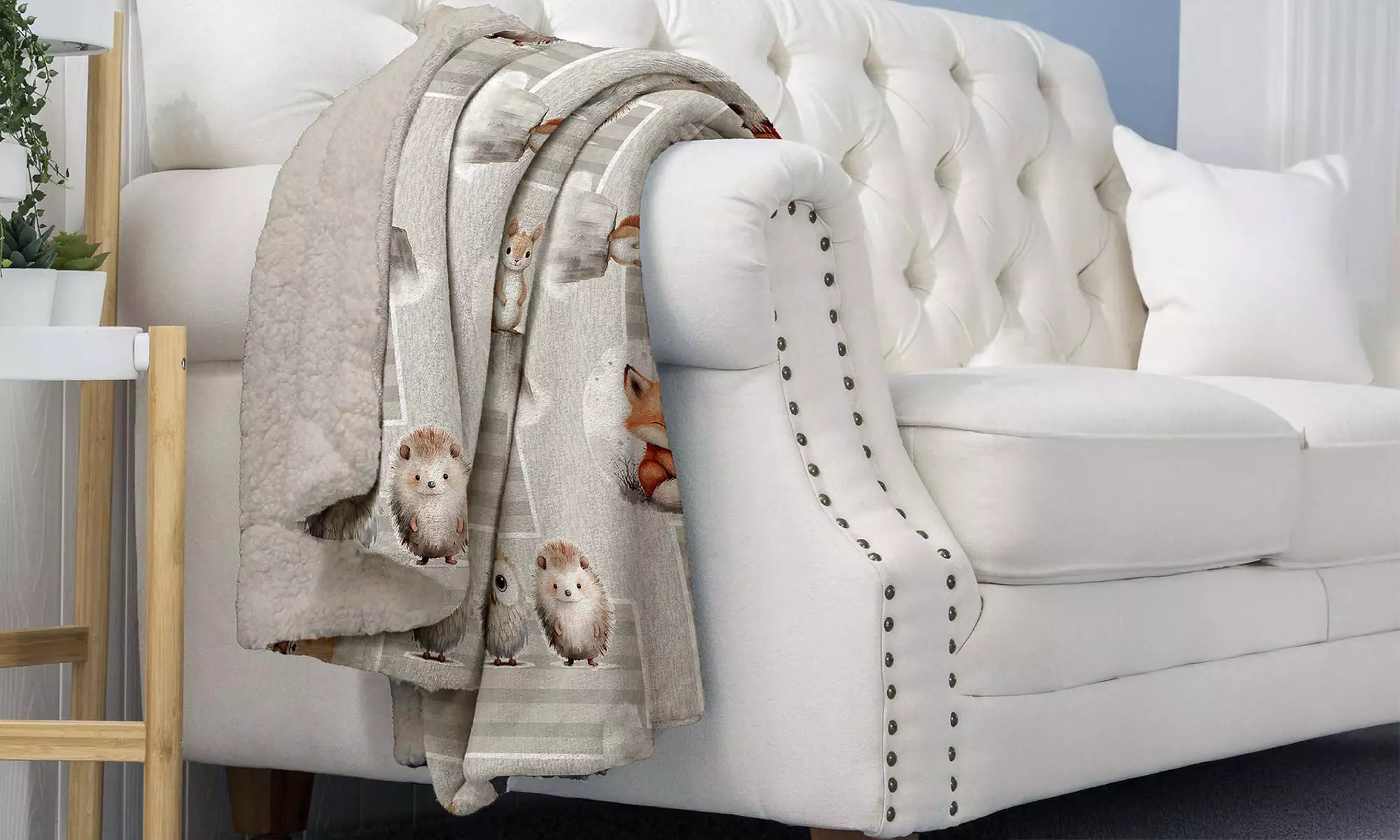 Plaid réversible sherpa et microfibre