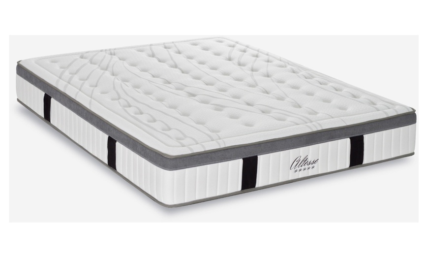 Image 7: Lit coffre Opéra en tissu beige avec tête de lit rembourrée