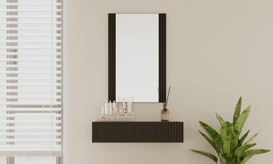 Image 3: Coiffeuse cannelée avec tiroir et miroir Velia