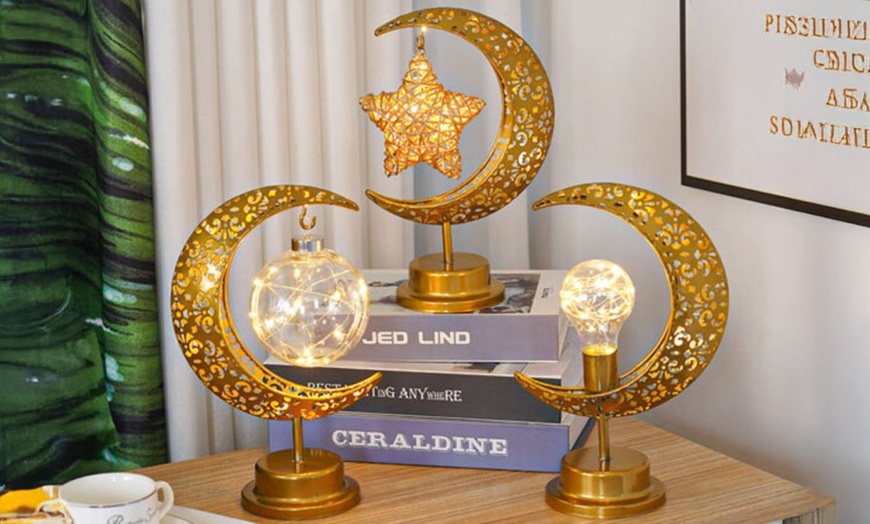 Image 1: LED Iron Hollow-Out Star and Moon Night Lights