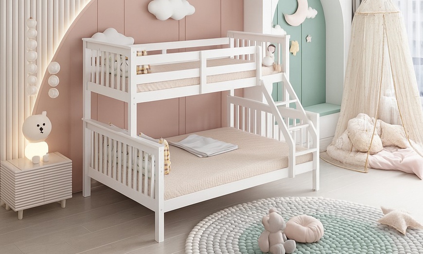 Image 1: Kids' Solid Pine Wooden Bunk Bed
