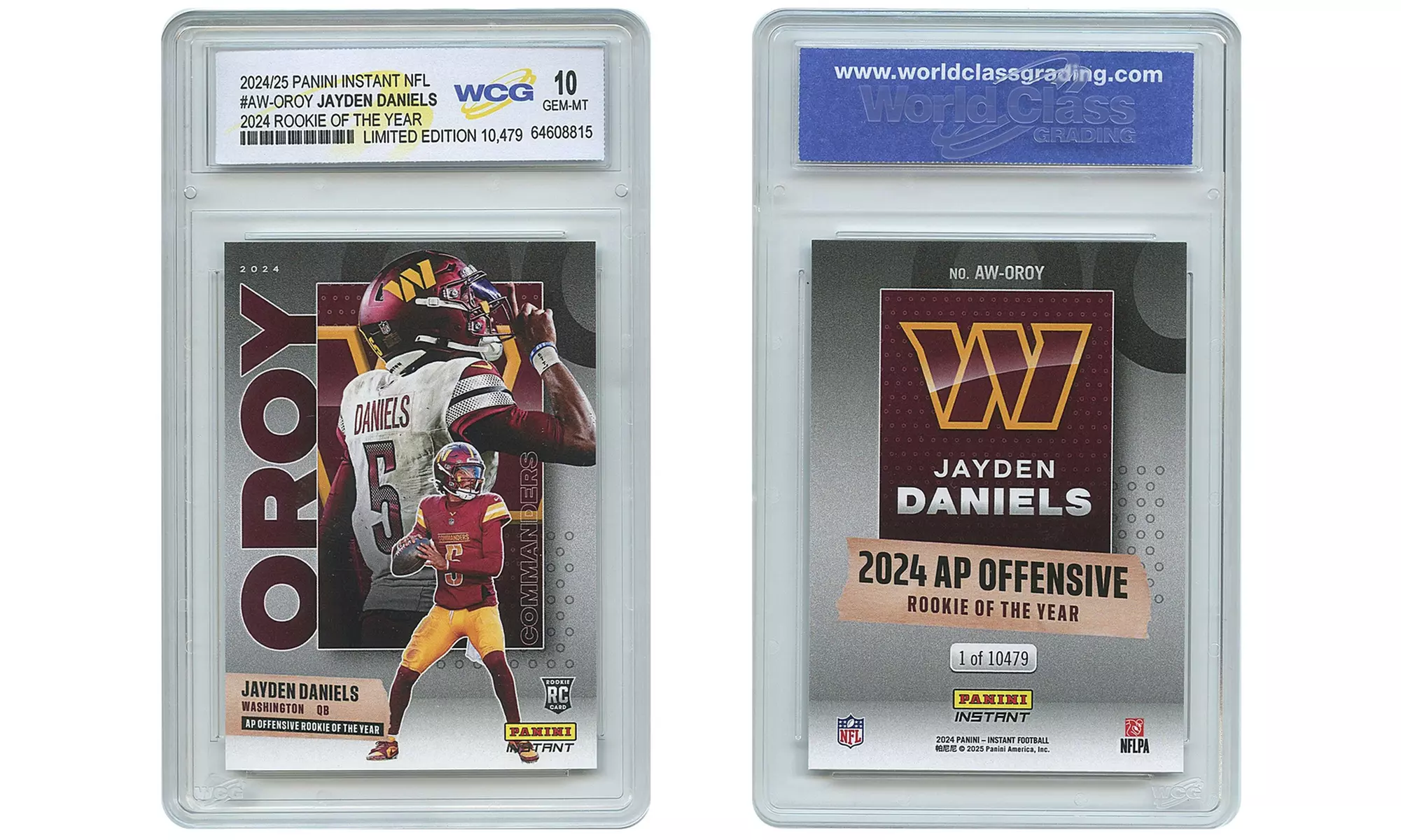 2024 Panini Jayden Daniels NFL Rookie of the Year RC Card #AW-OROY - Gem Mint 10