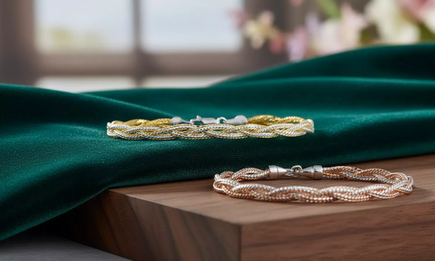 Italian Sterling Silver 2tone Diamond Cut Braided Bracelet