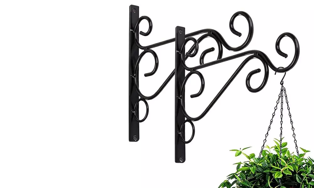 2Pcs Wall Hanger Heavy Duty Metal Hanging Basket Bracket Flower Pot Hook Hanger
