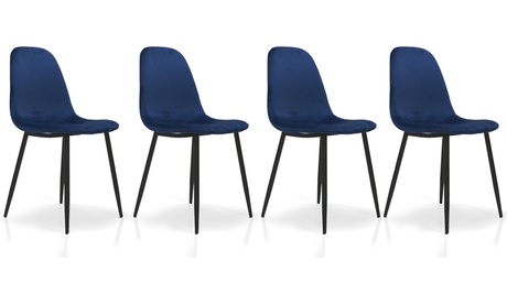 Set di 4 sedie Moon Cribel in velluto blu
