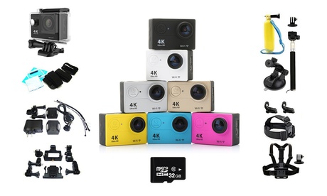 Caméra WiFi Sport 4K Ultra HD avec accessoires au choix