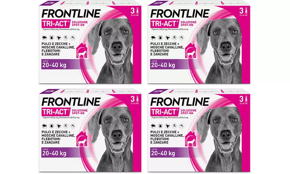 Fino a 12 pipette Frontline Tri-Act® Spot-on per cani