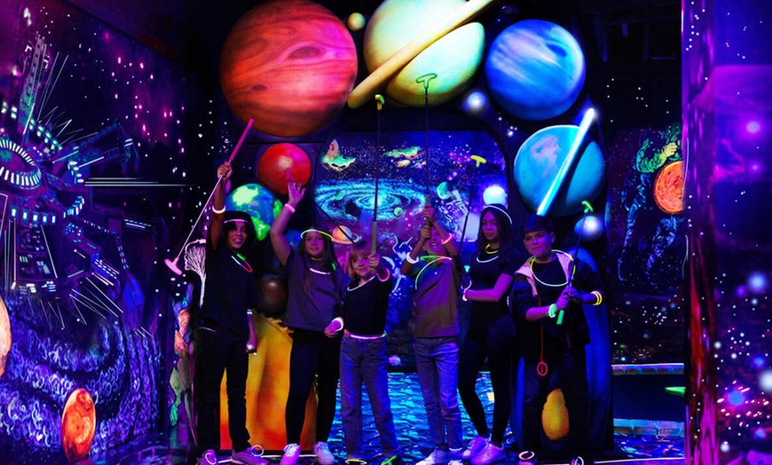 Image 2: Blacklight Space-Themed Mini Golf Adventure