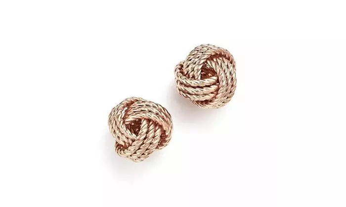 Italian Made 925 Sterling Silver Twist Love Knot Stud Earrings