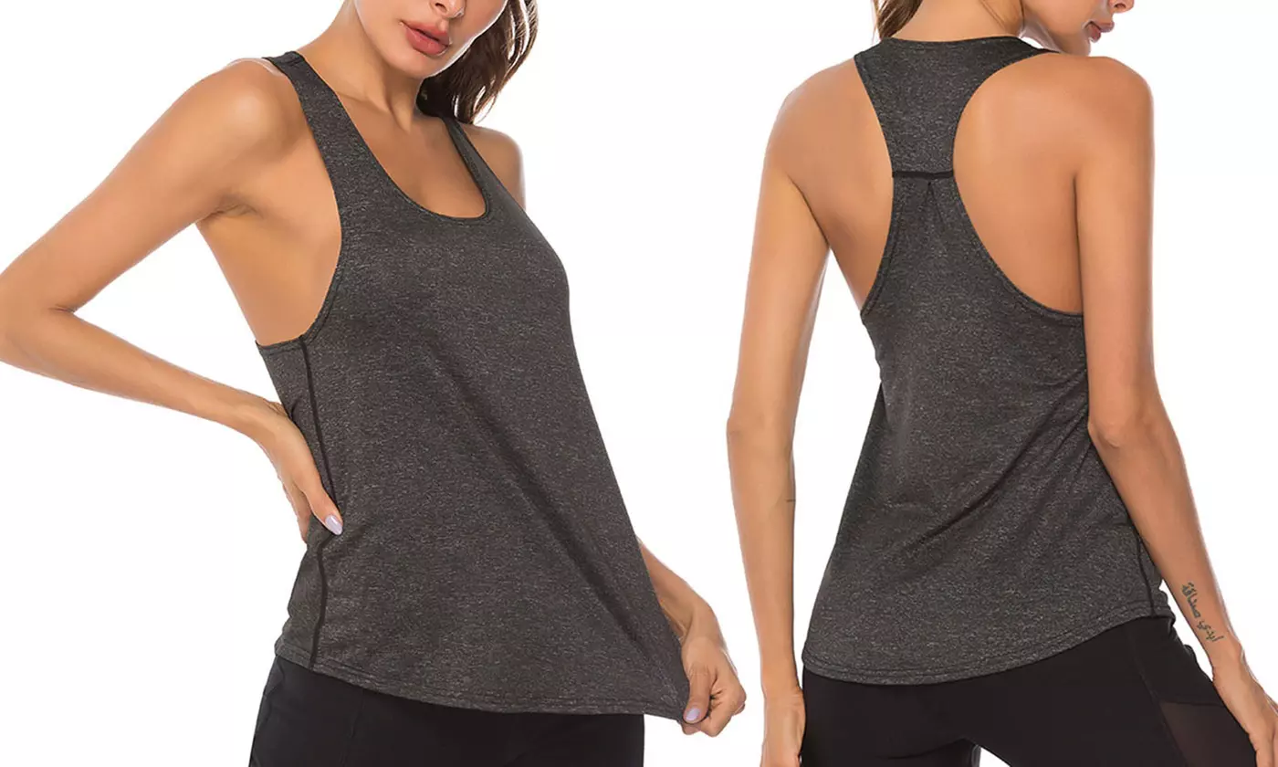 Women Open Back Loose fit Workout Racerback Tank Tops Sport Vest