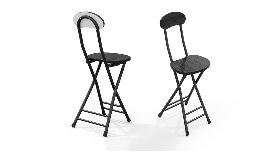 Image 3: Set of Four Compact Wooden Folding Chair with Metal Legs