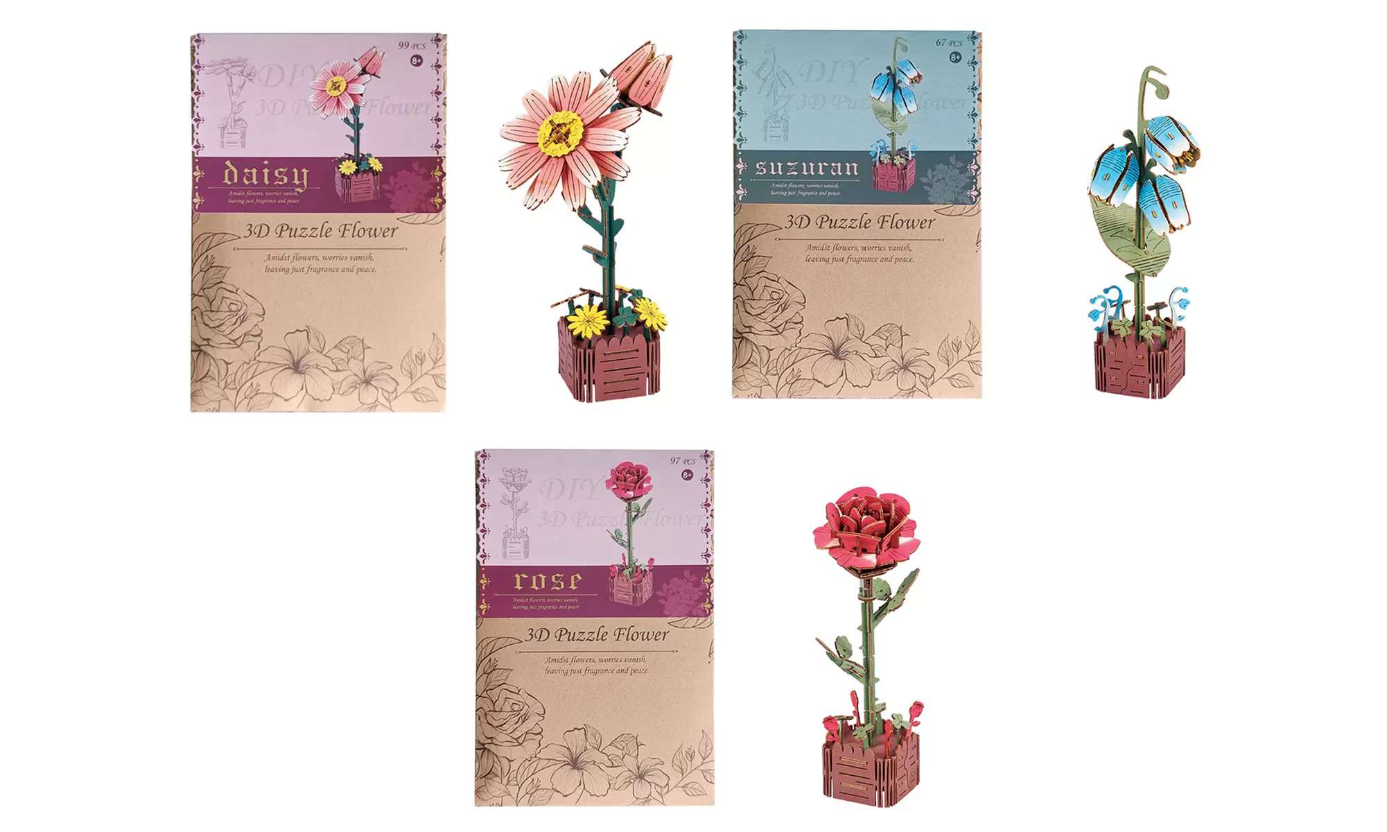 DIY-Holzblumenstrauß-Bausatz - Primary Image