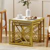 Image 8: HomCom Set of Three Stacking Coffee Tables in White and Gold Tone 