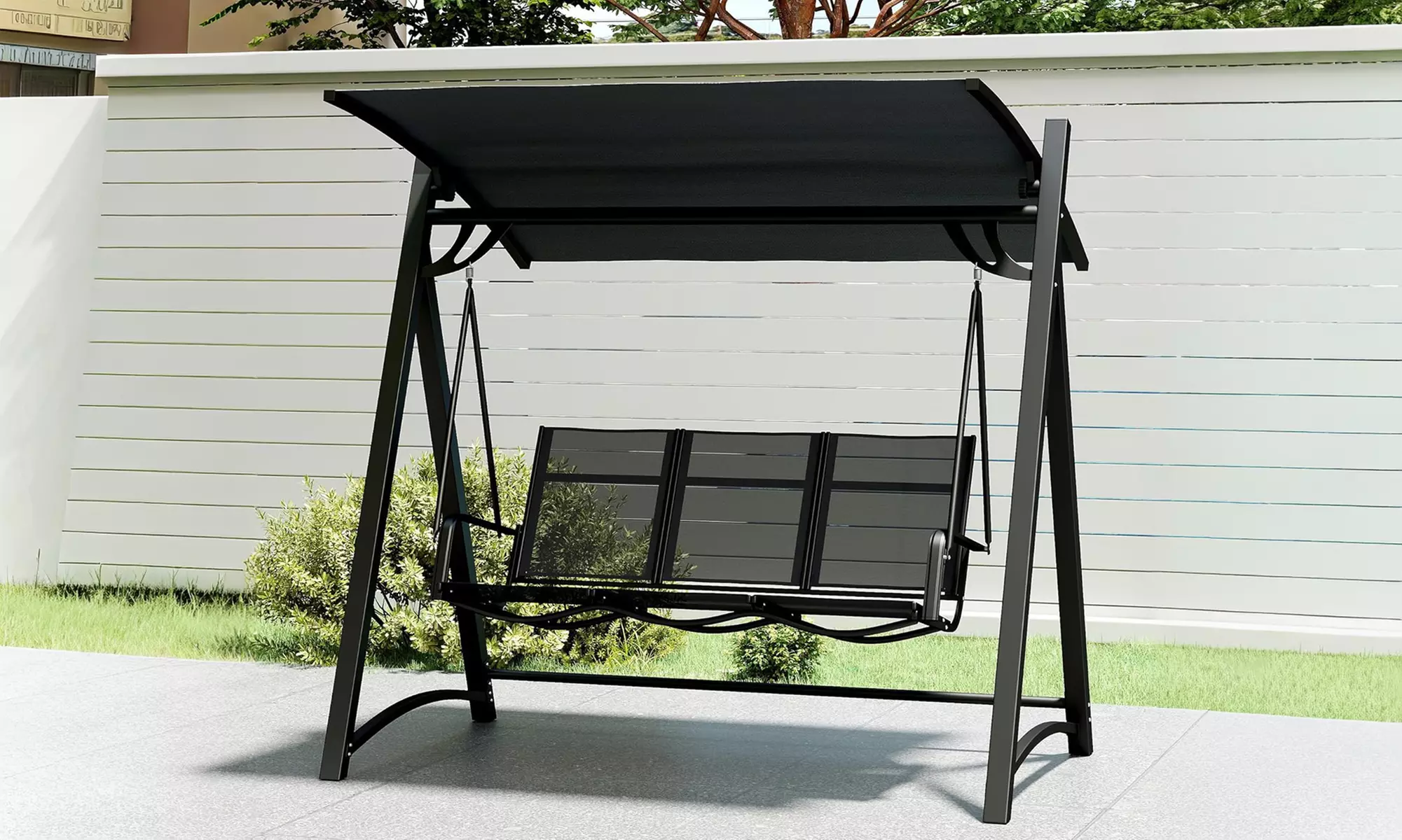 Outsunny 3-Seater Garden Swing Chair; Metal or Wooden Frame