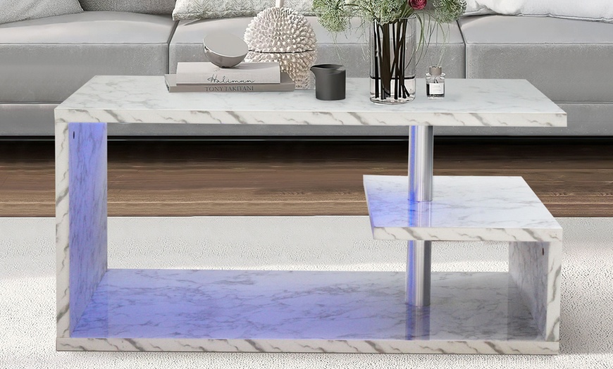 Image 16: High Gloss LED Coffee and Side Table Range