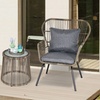 Image 4: Outsunny Woven Bistro Set with 2 Chairs and Table, Choice of Styles