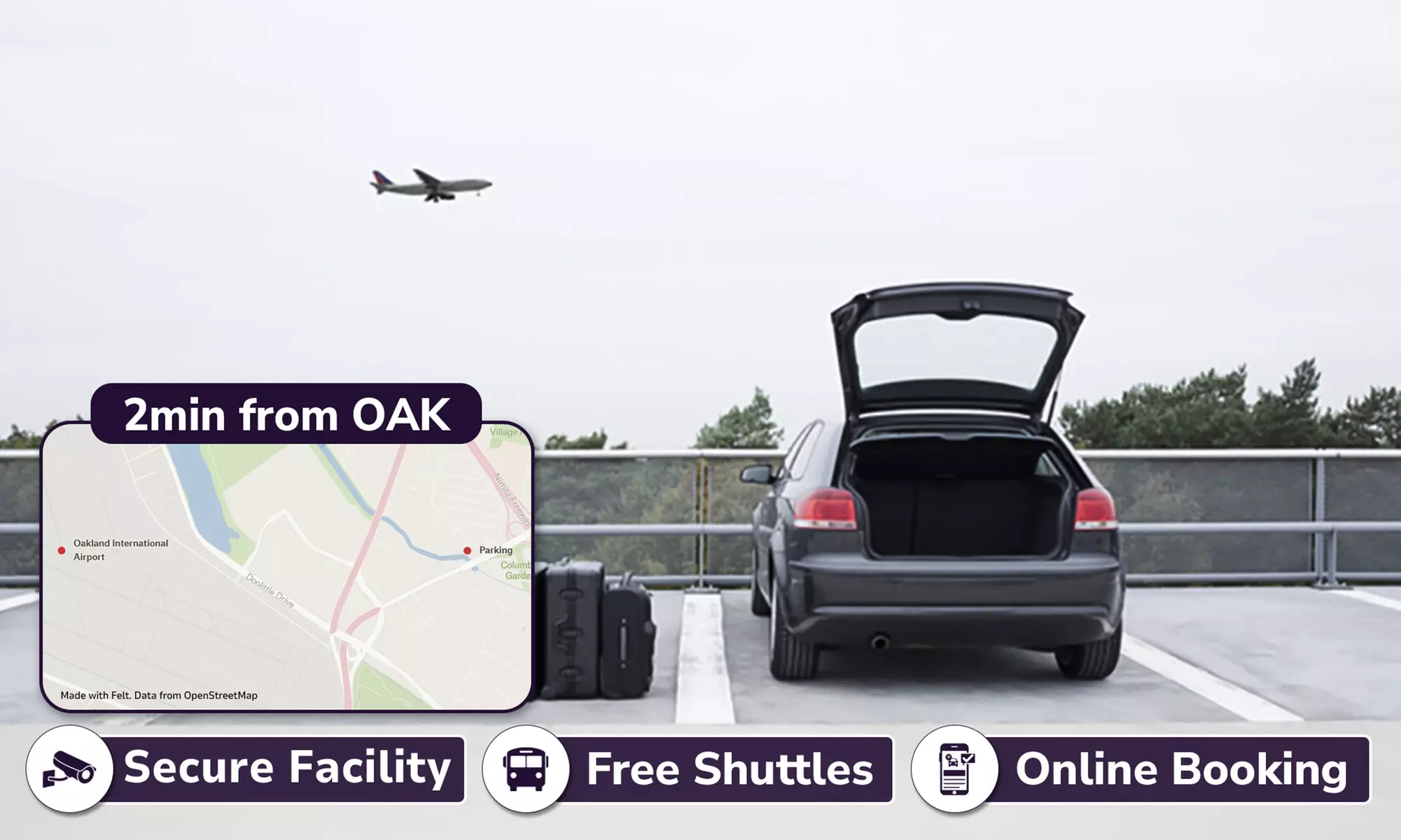 Stress-Free Airport Parking Near Oakland International (3,5,7 Days)