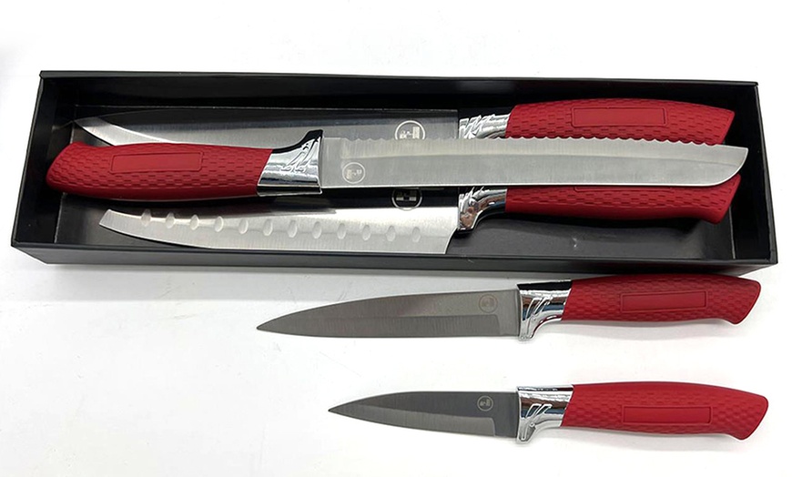 Image 9: Five-Piece Stainless Steel Kitchen Knife Set