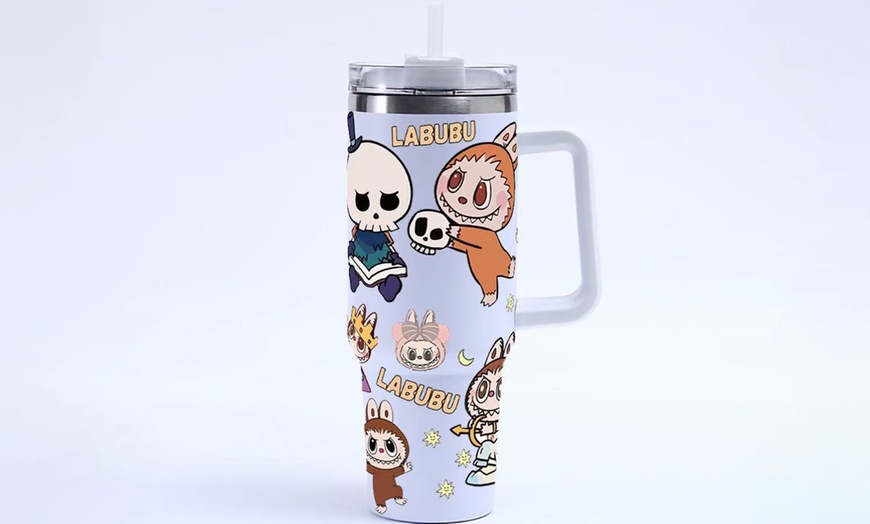 Image 8: 40oz Labubu-Design Stainless Steel Tumbler with Straw