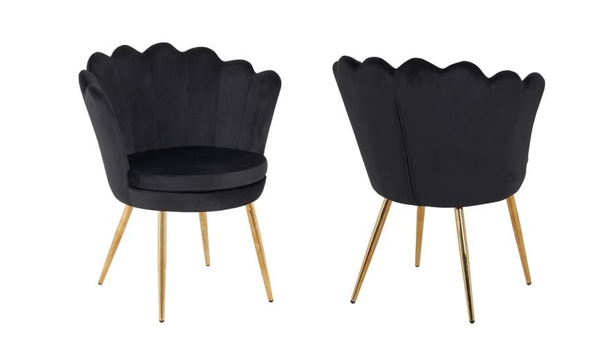 Image 6: Fluwelen schelpfauteuil