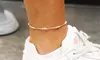 Italian Made Sterling Silver 9 or 10 Inch Triple Bead Anklet