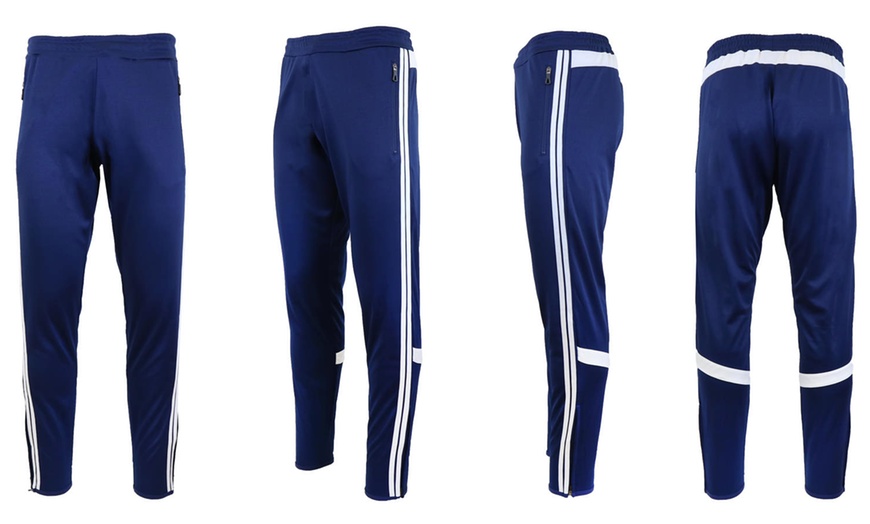 Image 7: Galaxy by Harvic Men's Slim-Fit Moisture-Wicking Striped Jogger Pants