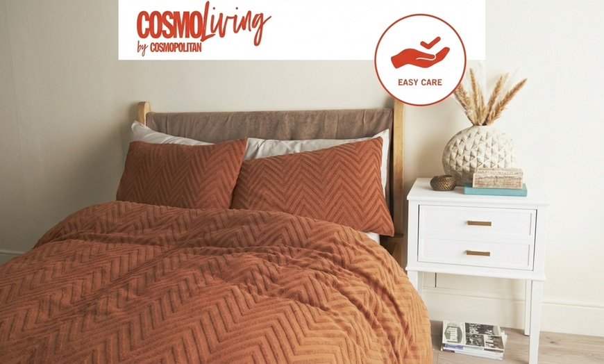 Image 5: Cosmo Living Tufted Embossed Terracotta Duvet Set