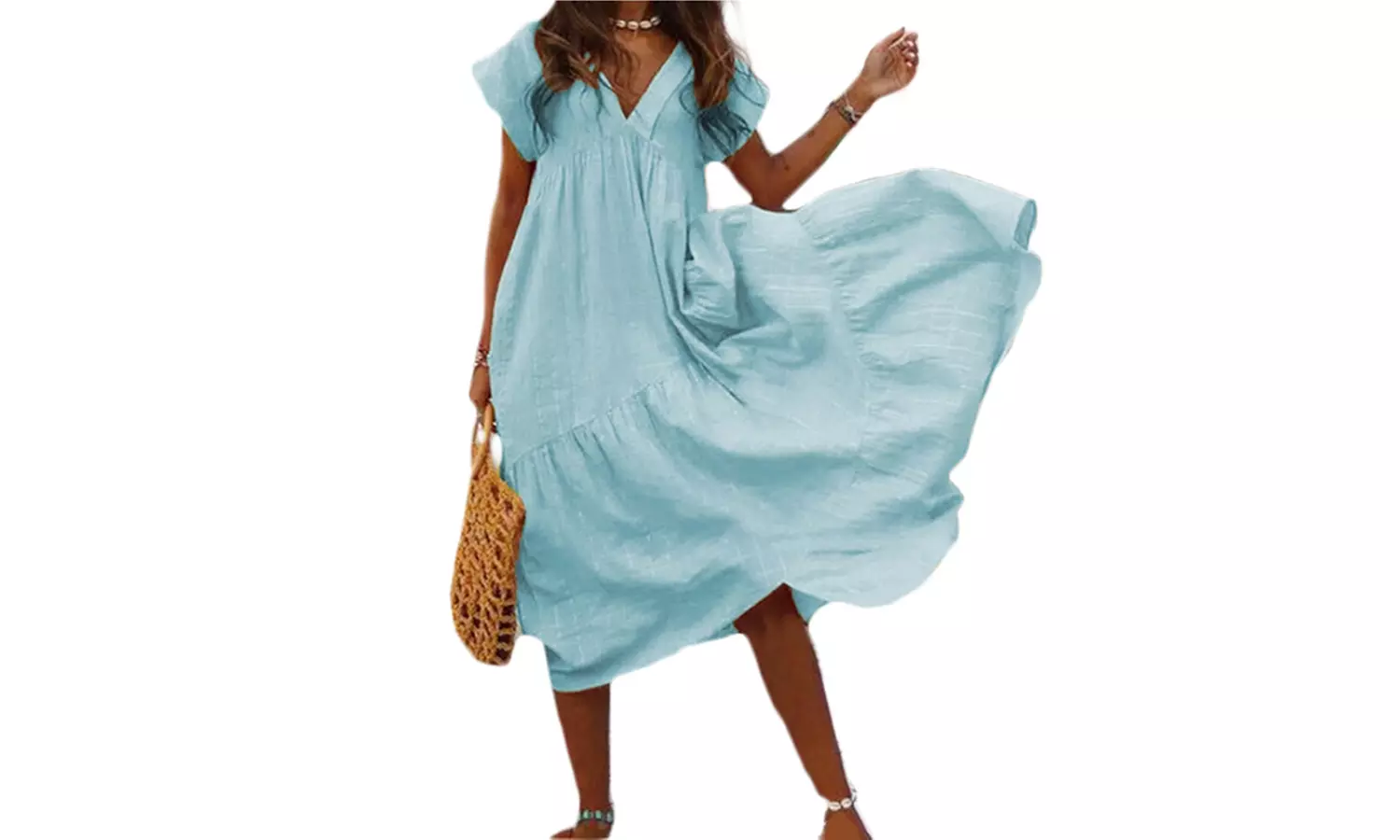 Robe de plage longue à col V - Image 7