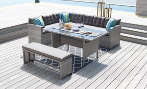 Eight-Seater Corner Rattan-Effect Garden Furniture Set