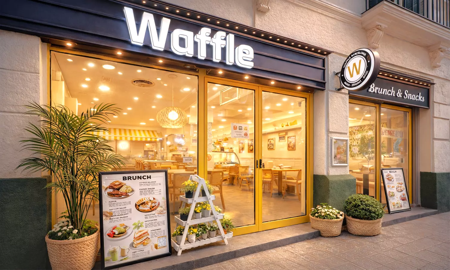 Brunch con platos salados, dulces, bebidas y mimosa clásica