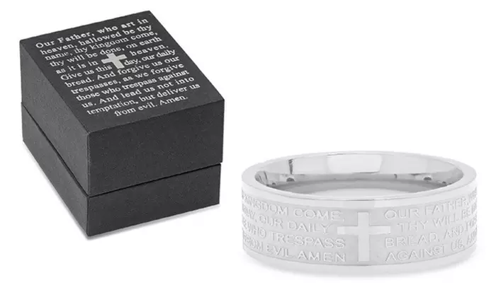  Stainless Steel Our Father Prayer Band Ring